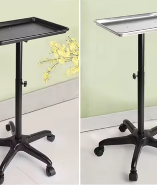 Kappers Trolley met Verstelbare Hoogte – Rollende Salonwagen met Aluminium Dienblad
