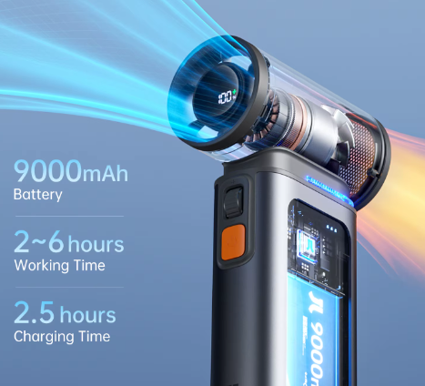 Draagbare Turbo Handventilator – 100 Snelheden, 9000 mAh Batterij en LED Display