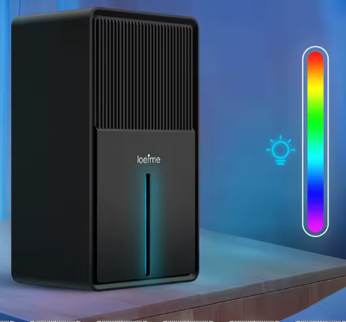 Compacte Luchtontvochtiger 3L – Stil met Luchtreiniging, Droogfunctie en RGB Verlichting