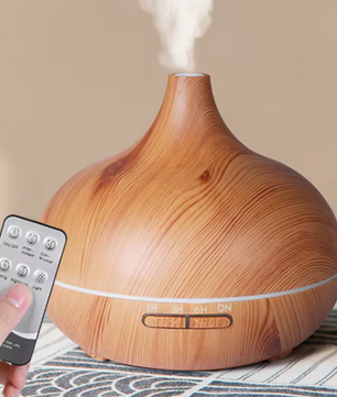 500ml Aroma Diffuser met Houtlook en Afstandsbediening – Ultrasone Luchtbevochtiger met LED Licht