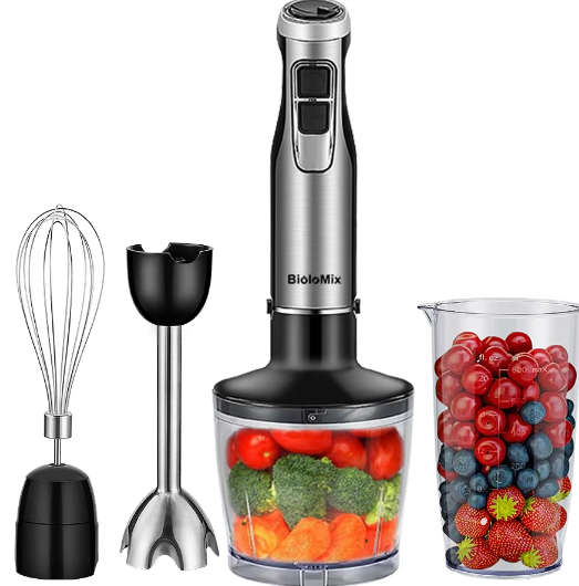 4-in-1 Staafmixer 1200W met Hakmolen en Garde – Krachtig en Multifunctioneel