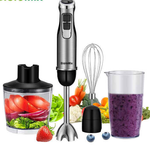 4-in-1 Staafmixer 1200W met Hakmolen en Garde – Krachtig en Multifunctioneel