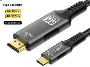 USB-C naar HDMI Kabel – 8K 60Hz / 4K 120Hz Adapter voor TV en Monitor