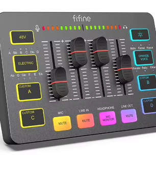 USB Gaming Audio Mixer met XLR en 48V Fantoomvoeding RGB