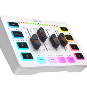 USB Gaming Audio Mixer met XLR en 48V Fantoomvoeding RGB
