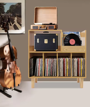 Platenspeler Standaard met 6 Vakken Vinyl Opbergmeubel