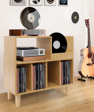 Platenspeler Standaard met 6 Vakken Vinyl Opbergmeubel