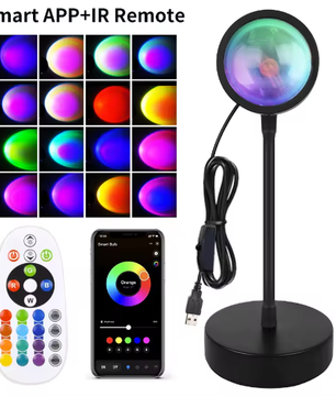 Slimme Zonsondergang Lamp – LED Projectie Nachtlamp met RGB, App Bediening en Afstandsbediening