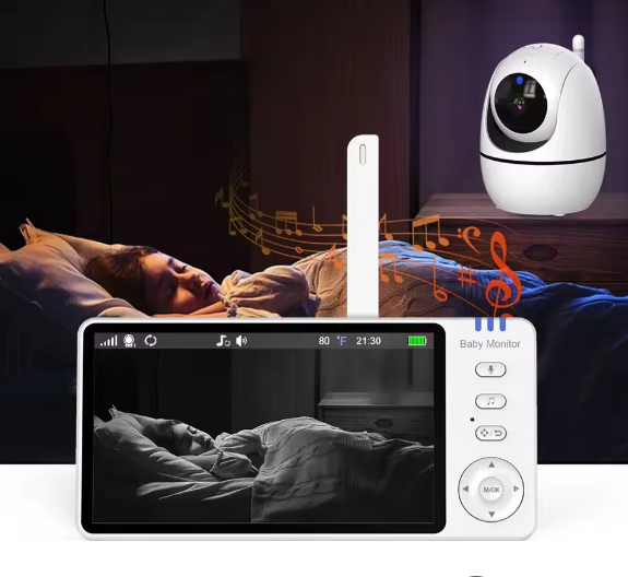 5 Inch Video Babyfoon met Camera – 4x Zoom, Nachtzicht en 2-Weg Audio