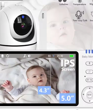 5 Inch Video Babyfoon met Camera – 4x Zoom, Nachtzicht en 2-Weg Audio