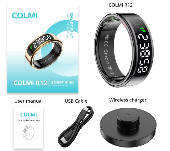 Slimme Ring met Touch Display en Draadloos Opladen – Gezondheidsmonitor en Waterdicht