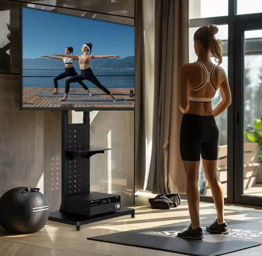 Draaibare TV Vloerstandaard 32–65 inch – Mobiele TV Beugel met Hoogteverstelling