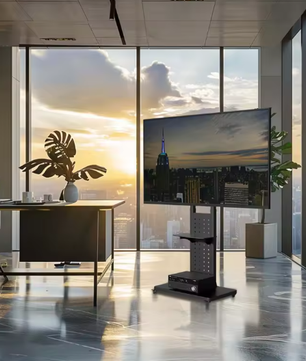 Draaibare TV Vloerstandaard 32–65 inch – Mobiele TV Beugel met Hoogteverstelling
