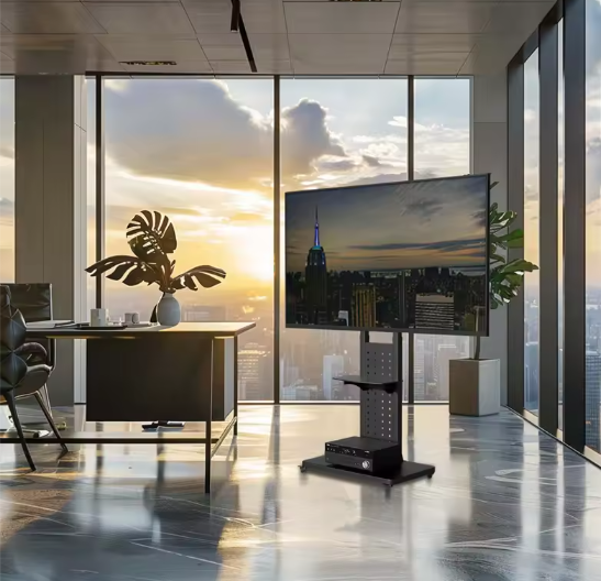 Draaibare TV Vloerstandaard 32–65 inch – Mobiele TV Beugel met Hoogteverstelling