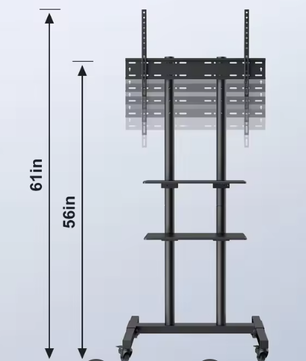 Mobiele TV Standaard met Wielen 32–70 inch – Hoogteverstelbaar met Dubbele Planken