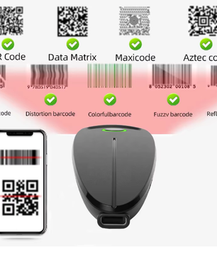 Mini Draadloze 2D Barcodescanner – Bluetooth QR en Barcode Reader met Opslagfunctie