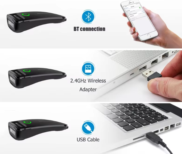 Mini Draadloze 2D Barcodescanner – Bluetooth QR en Barcode Reader met Opslagfunctie