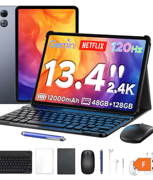13,4 Inch 2-in-1 Tablet met Android 16 – 2.4K Scherm, 48GB RAM en 12000mAh Batterij