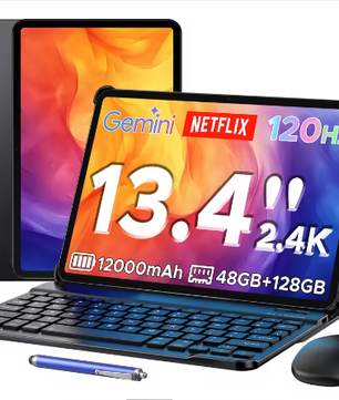 13,4 Inch 2-in-1 Tablet met Android 16 – 2.4K Scherm, 48GB RAM en 12000mAh Batterij