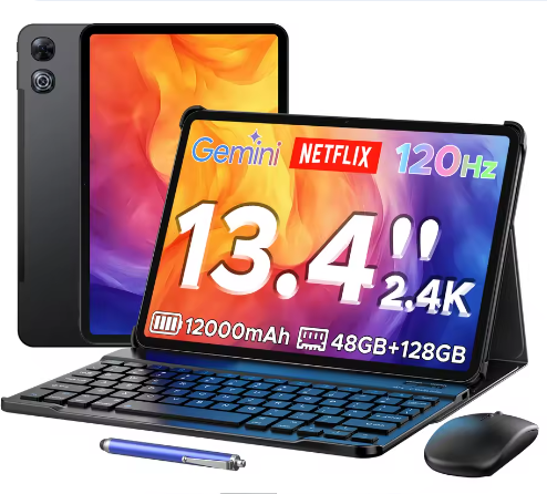 13,4 Inch 2-in-1 Tablet met Android 16 – 2.4K Scherm, 48GB RAM en 12000mAh Batterij