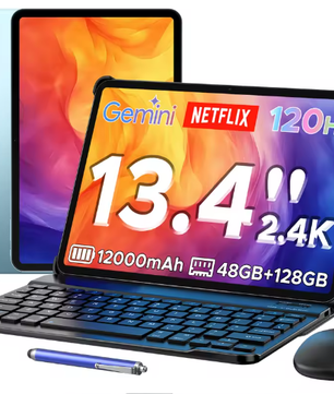 13,4 Inch 2-in-1 Tablet met Android 16 – 2.4K Scherm, 48GB RAM en 12000mAh Batterij