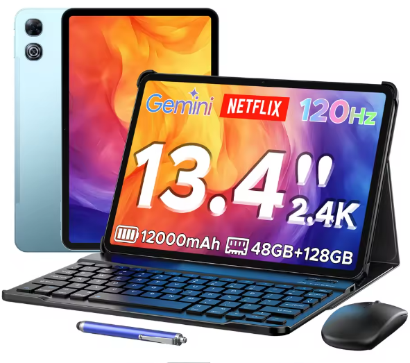 13,4 Inch 2-in-1 Tablet met Android 16 – 2.4K Scherm, 48GB RAM en 12000mAh Batterij