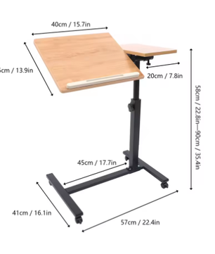 Verstelbaar Laptopbureau met Wielen – 360° Draaibaar Staand Werkstation