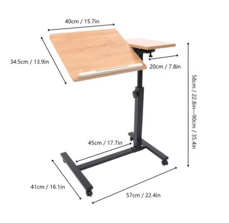 Verstelbaar Laptopbureau met Wielen – 360° Draaibaar Staand Werkstation