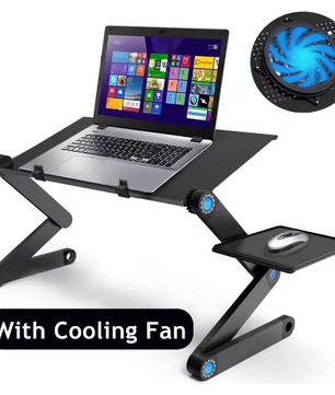 Verstelbare Laptoptafel met Koeling – Opklapbaar Schootbureau met Muismat