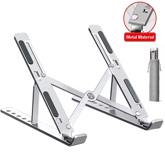Verstelbare Aluminium Laptopstandaard – Opvouwbare en Draagbare Verhoger met Koelfunctie en Antislip Ontwerp