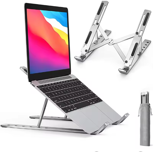 Verstelbare Aluminium Laptopstandaard – Opvouwbare en Draagbare Verhoger met Koelfunctie en Antislip Ontwerp