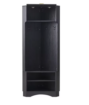 Moderne Garderobeset – Houten Halgarderobe met 4 Haken, 53×53×180 cm, Zwart
