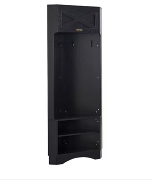 Moderne Garderobeset – Houten Halgarderobe met 4 Haken, 53×53×180 cm, Zwart