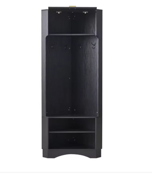 Moderne Garderobeset – Houten Halgarderobe met 4 Haken, 53×53×180 cm, Zwart