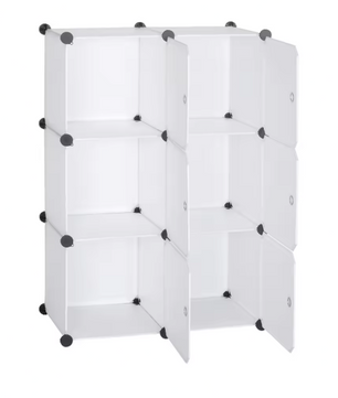 DIY Kunststof Kledingkast – Opbergkast met 6 Compartimenten & Deuren, 96×96×30 cm