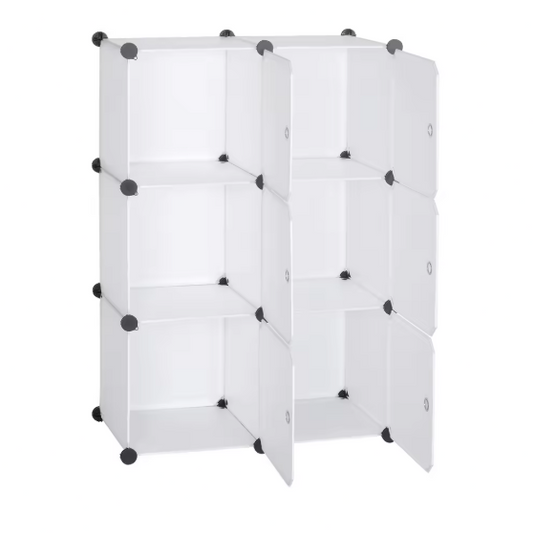 DIY Kunststof Kledingkast – Opbergkast met 6 Compartimenten & Deuren, 96×96×30 cm