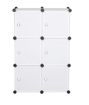 DIY Kunststof Kledingkast – Opbergkast met 6 Compartimenten & Deuren, 96×96×30 cm