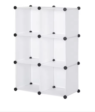 DIY Kunststof Kledingkast – Opbergkast met 6 Compartimenten & Deuren, 96×96×30 cm