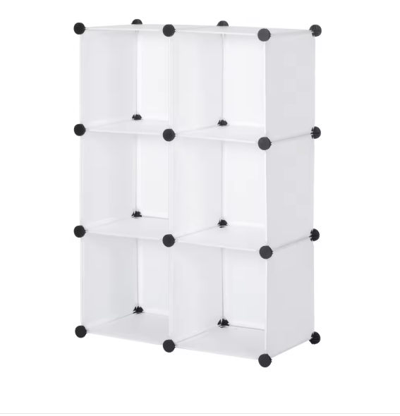 DIY Kunststof Kledingkast – Opbergkast met 6 Compartimenten & Deuren, 96×96×30 cm