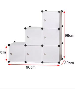 DIY Kunststof Kledingkast – Opbergkast met 6 Compartimenten & Deuren, 96×96×30 cm