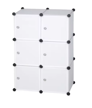 DIY Kunststof Kledingkast – Opbergkast met 6 Compartimenten & Deuren, 96×96×30 cm
