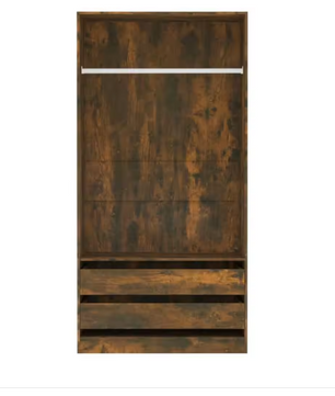 Eiken Kledingkast – Houten Opbergkast met Lades & Kledingrail, 100×50×200 cm