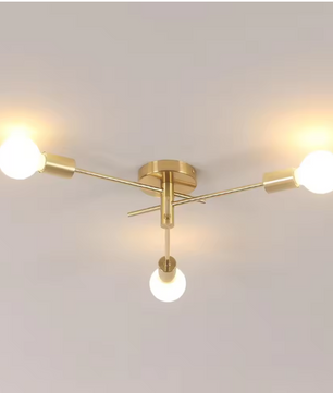 Gouden Plafondlamp met 3 E27 Fittingen – Retro Industriële Stijl