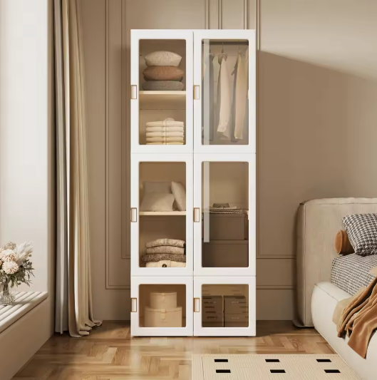 Draagbare Opvouwbare Kledingkast – 590L Opbergkast, Wit, 69×50×170 cm