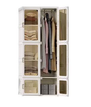 Draagbare Opvouwbare Kledingkast – 590L Opbergkast, Wit, 69×50×170 cm