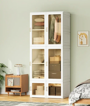 Draagbare Opvouwbare Kledingkast – 590L Opbergkast, Wit, 69×50×170 cm