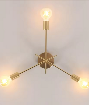 Gouden Plafondlamp met 3 E27 Fittingen – Retro Industriële Stijl