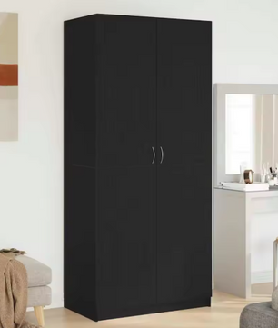 Zwarte Kledingkast met Deur – 90×52×200 cm, Stijlvolle Opbergkast voor Slaapkamer & Woonkamer