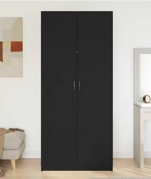 Zwarte Kledingkast met Deur – 90×52×200 cm, Stijlvolle Opbergkast voor Slaapkamer & Woonkamer