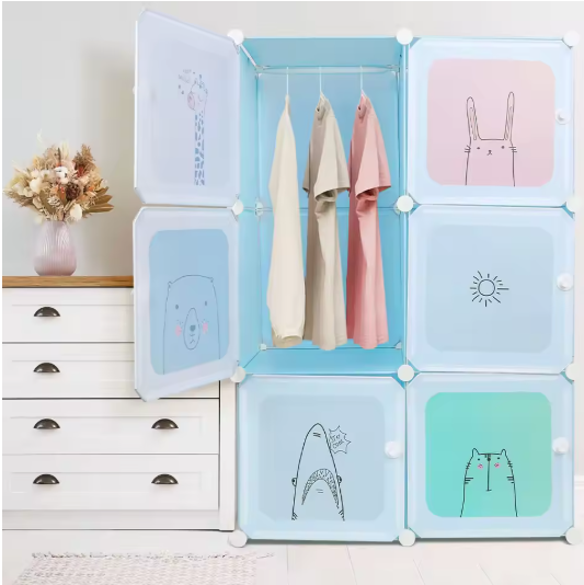 Kindergarderobe met 6 Modulaire Planken – 74×37×110 cm, Organizer & Opbergkast